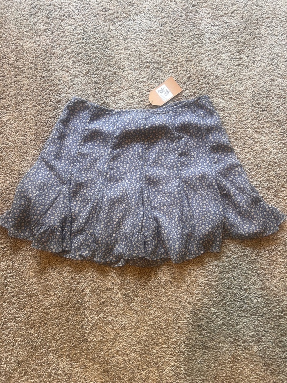 Floral Ruffle Mini Skirt - Blue